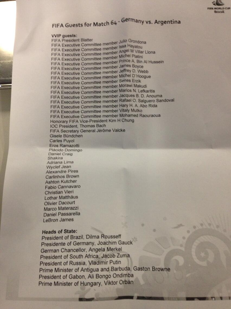 Illustration for article titled The Guest List For The World Cup Final Was Pretty Ridiculous